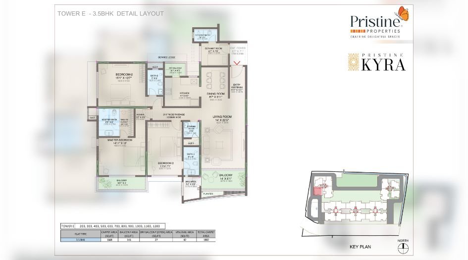 Pristine-KYRA-FLoor-Plan-3.5 BHK- 1882 Sqft